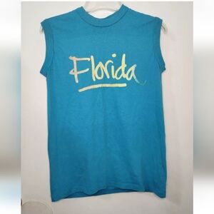 Vintage Florida Blue Sleeveless‎ Unisex ? Tank Top Shirt Size Medium 1980s